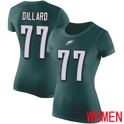 Women Philadelphia Eagles #77 Andre Dillard Green Rush Pride Name and Number NFL T Shirt->nfl t-shirts->Sports Accessory